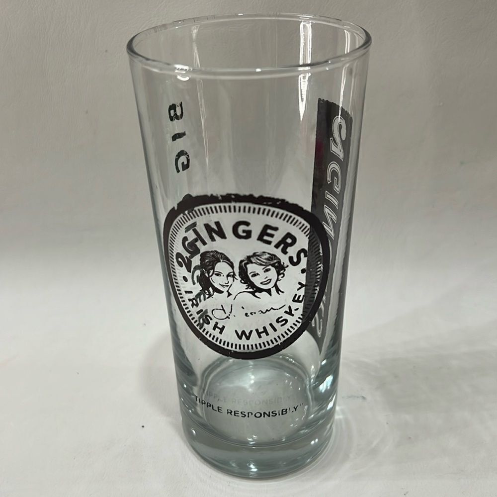 2 Gingers Irish Whiskey Highball Glass 6 1/4 In Tall 3 In Round Clear Brown 16